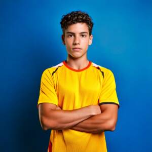 Firefly imagem de um jovem de 15 anos homem latino jogador de soccer com os braços cruzados na pose (5)