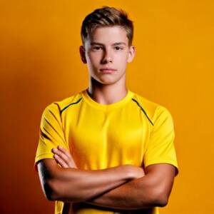 Firefly imagem de um jovem de 16 anos homem branco jogador de soccer com os braços cruzados na pose (2)