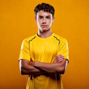Firefly imagem de um jovem de 16 anos homem branco jogador de soccer com os braços cruzados na pose (3)