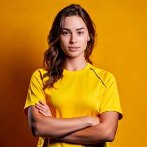 Firefly imagem de um jovem de 16 anos mulher branco jogador de soccer com os braços cruzados na pose (3)